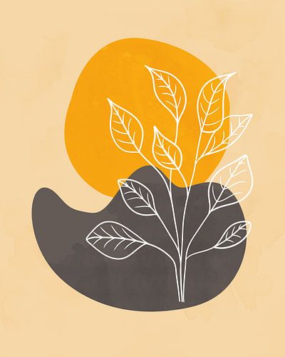 Minimalistisch landschap bij zonsondergang