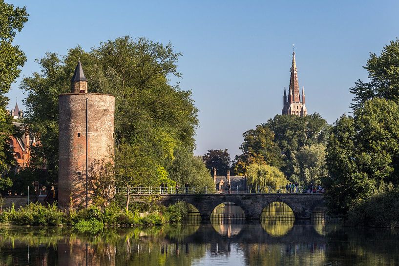 Reflectie in het water te Brugge van didier de borle