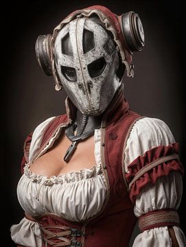 Masque en métal, geste en tissu sur Klaus Tesching - Art-AI