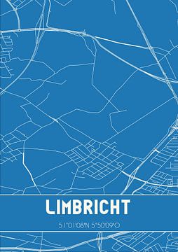 Blauwdruk | Landkaart | Limbricht (Limburg) van MijnStadsPoster