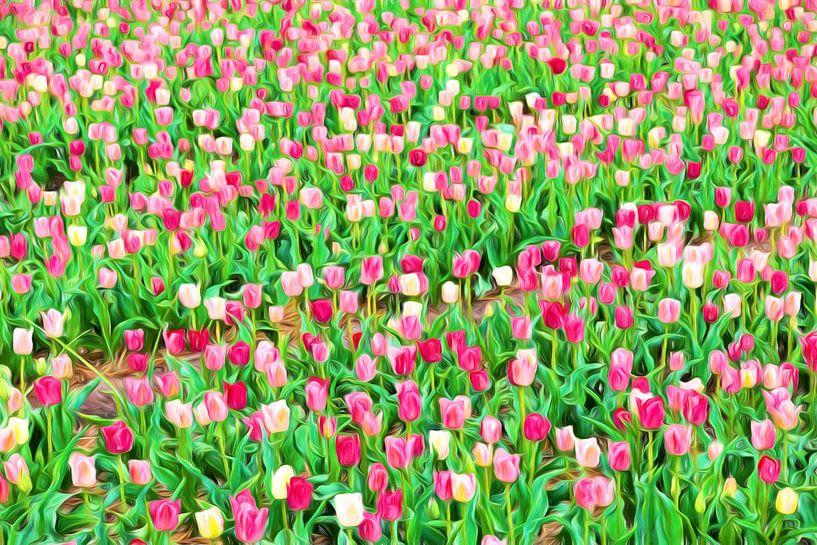 schilderachtig beeld met tulpen in bloei van eric van der eijk