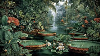Feuilles de nénuphar Victoria dans la forêt tropicale amazonienne