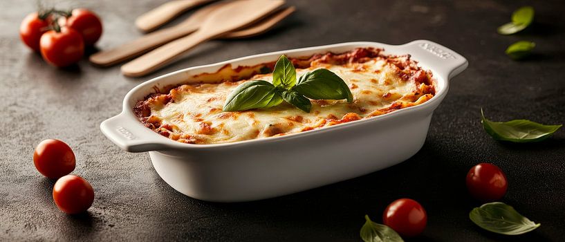 Lasagne frisch aus dem Ofen – Genussmoment von Poster Art Shop