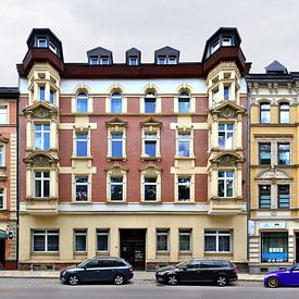 Aue / Erzgebirge | Panorama Wettinerstraße van Panorama Streetline