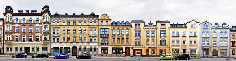 Aue / Erzgebirge | Wettinerstraße Panorama von Panorama Streetline