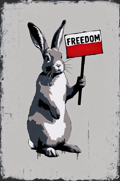 Rabbit with plate minimalist artwork by Imperial Art House