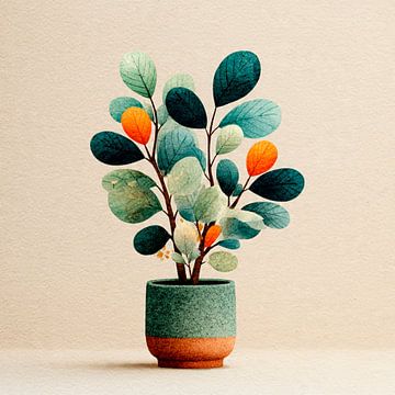 Playful Botanical Pot by Nomo.Art