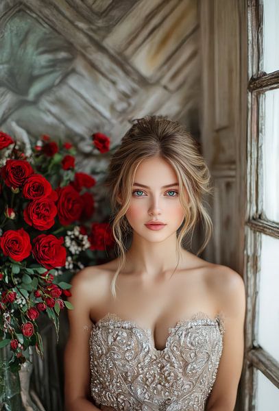 femme avec des fleurs style métropolitain par Egon Zitter
