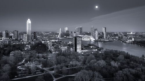 Skyline Rotterdam in de avond