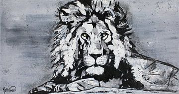 De Lion King on the Rock van Kathleen Artist Fine Art