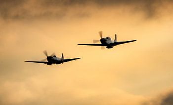 P51 Mustangs in sunset