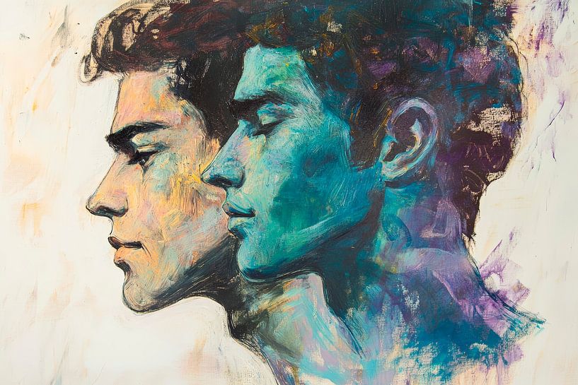 Duality of faces in soft colours by Poster Art Shop