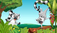 Wilde lemurs in de jungle van Henny Hagenaars thumbnail