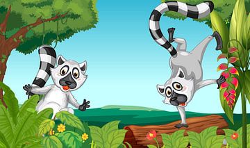 Wild lemurs in the jungle by Henny Hagenaars