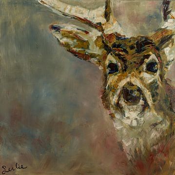 Schilderij van een portret van een hert
