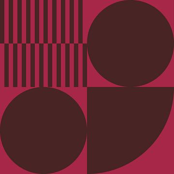 70s Retro veelkleurige abstracte vormen in paars en bruin IV van Dina Dankers