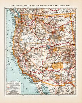 Vintage map United States of North America 1 West by Studio Wunderkammer