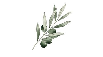 Mediterranean Peace: Elegant Watercolor Olive Branch Illustration