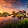 Colourful sunset Zaanse Schans by Albert Dros
