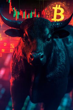 Stier en Bitcoin - financiële symboliek van Poster Art Shop