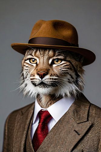 Elegante lynx met hoed