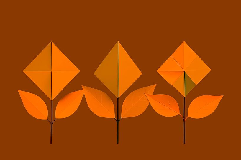 Origami - Minimalistische Blumenreihe in Ton-sur-Ton von STUDIO MINIMAL ART
