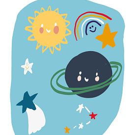 Planeten Illustratie Kinderkamer van Jolijn Ceelen