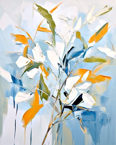 Raffinierter botanischer Tanz Energetische Gesten und sanftes Aquamarin