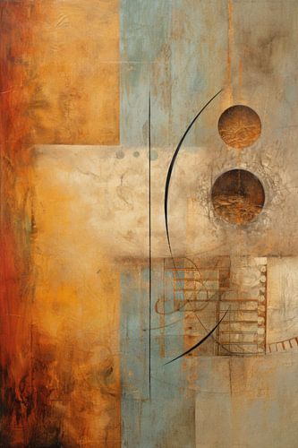 Geometrische Abstractie in Warme Aardetinten, Abstract, aardetinten, geometrische vormen van Joriali Abstract