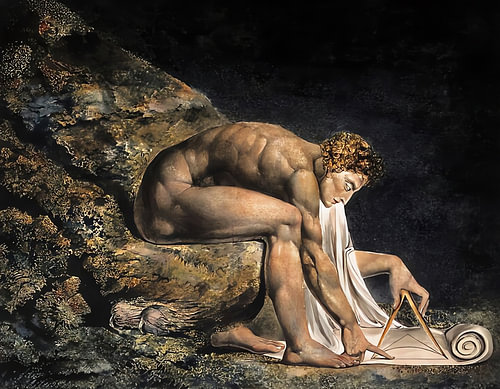 Steingebundene, kauernde Figur