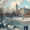 Skaters in the snow in New York Central Park around 1900 (KI) by Classic PrintArt