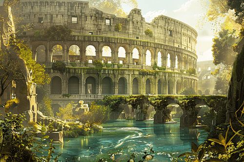 Colosseum weerspiegeld in water
