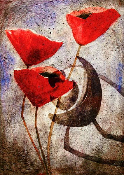 Poppy Schilderij - Papaver abstractie van Christine Nöhmeier