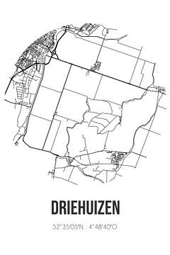Driehuizen (Noord-Holland) | Landkaart | Zwart-wit van Rezona