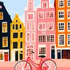 Bunte Grachtenhäuser mit rotem Fahrrad von But First Framing