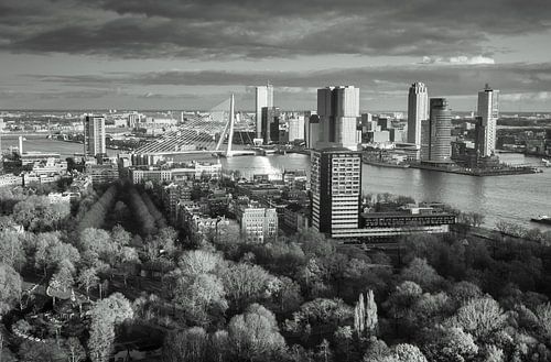 Skyline de Rotterdam en noir et blanc sur Ilya Korzelius