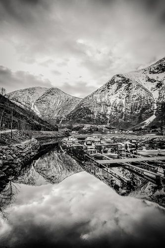 Zwart wit beeld Noorwegen
