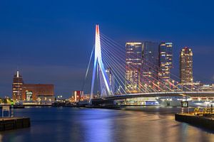 The Erasmus Bridge as seen from Leuvemond in Rotterdam in Red, White and Blue