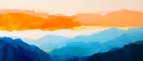 Berglandschap in oranje - Abstract