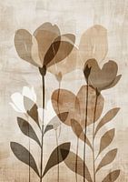 Peinture Fleurs Beige | Fleurs Douces sur Toile