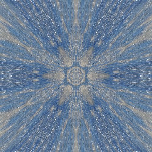 Abstract mandala in blue and silver