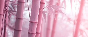 Rosa Bambusstämme im Nebel von Poster Art Shop