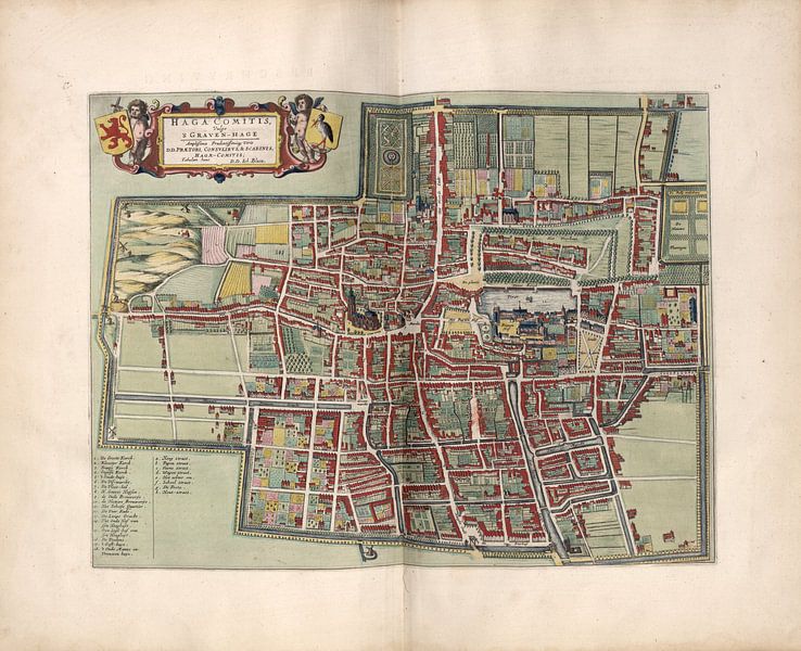 Den Haag oder 's Gravenhage, Stadtplan Joan Blaeu 1652 von Atelier Liesjes