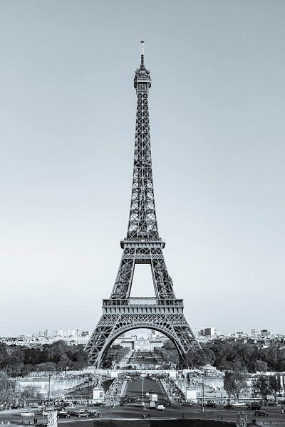 Eiffel Tower and the Place de Varsovie in Paris - monochrome by Werner Dieterich