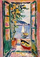 Henri Matisse Style Poster, Mediterranean Sea, Open Window, Pastel