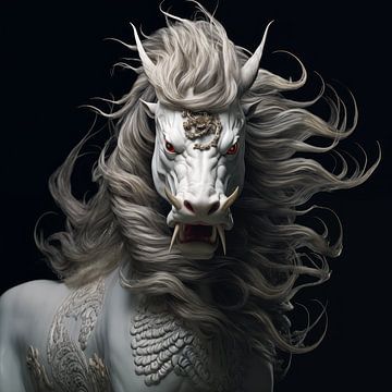 Wit paard in japanse stijl van bart dirksen