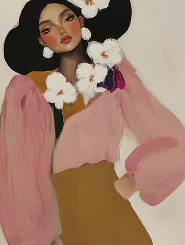 Modern portret in pastelkleuren