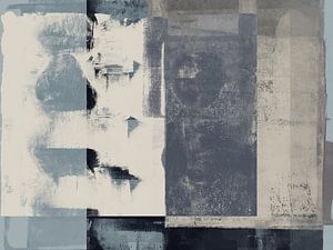 Abstrakte minimalistische Kunst in neutralem Schwarz, Weiß und Taupe