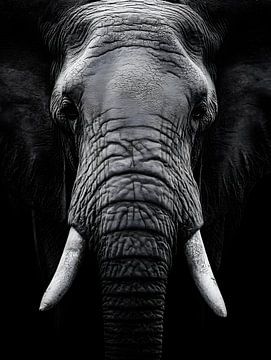 Eléphant majestueux en noir et blanc sur drdigitaldesign