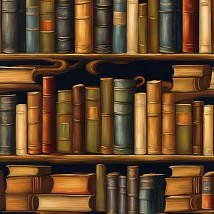 Bücher im Regal Malerei